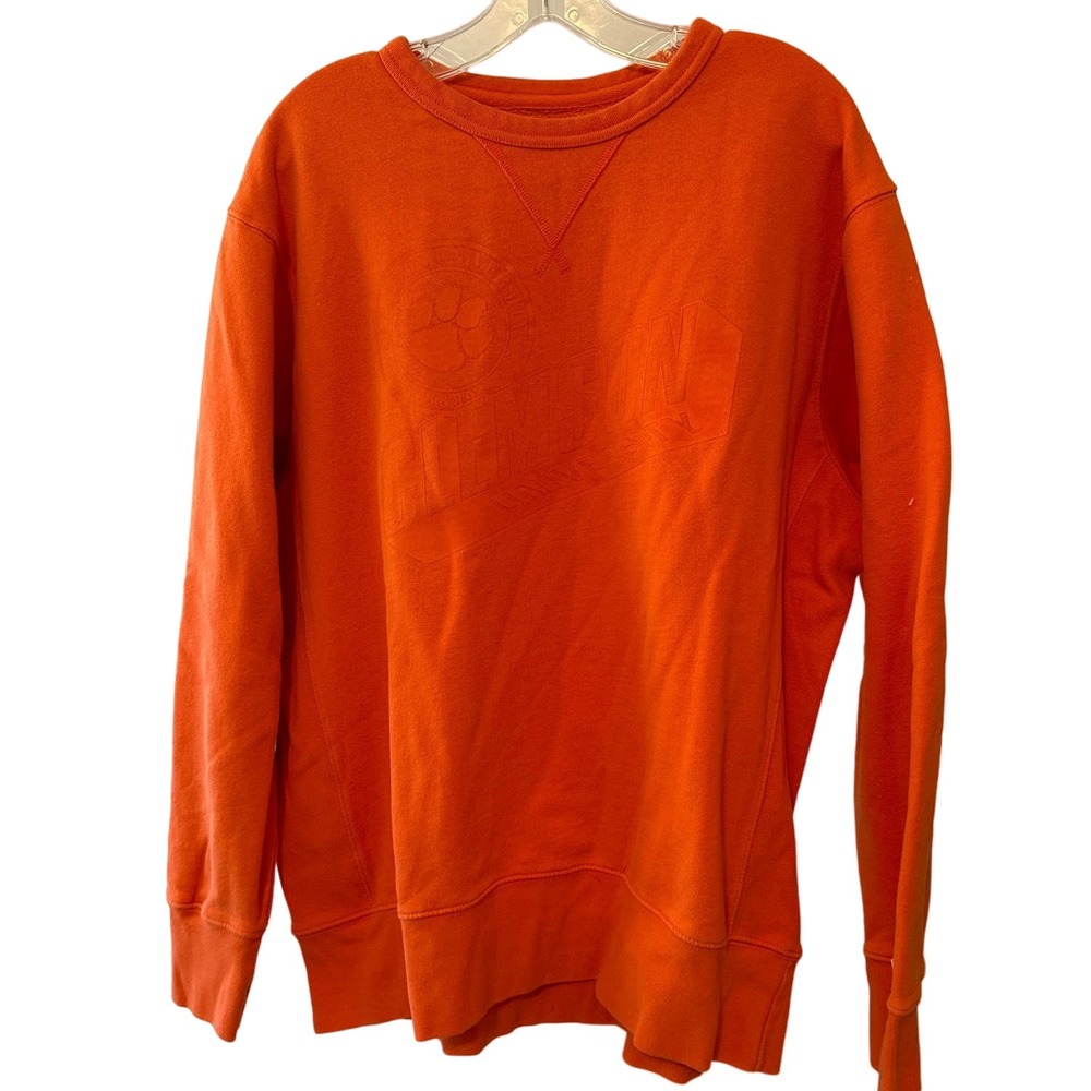 Tailgate Clemson Crew Neck Vintage Style Sweatshirt Orange on‎ Orange Large